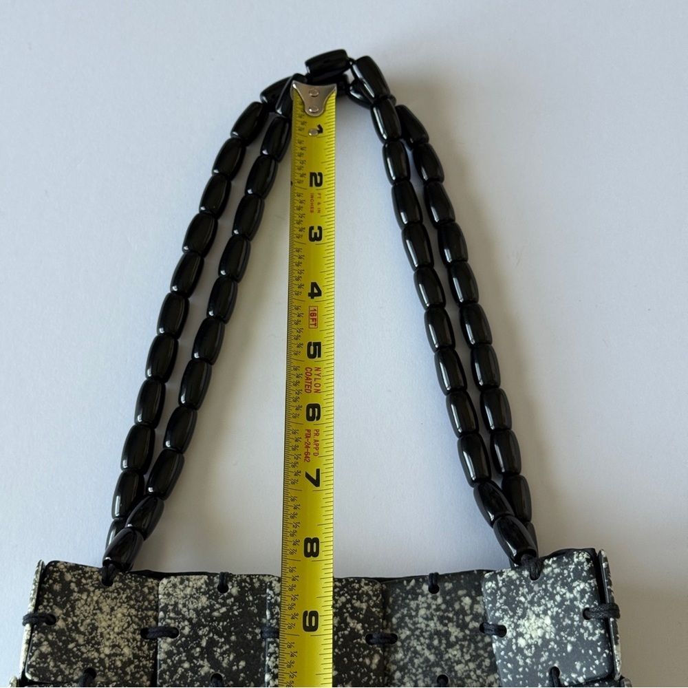 Chic Woven Black & Metallic Speckled Handbag – Statement Shoulder Bag - Picture 9 of 12